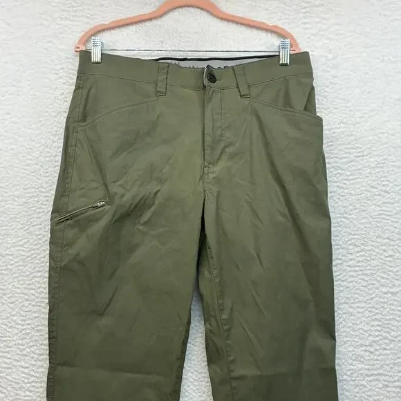 Orvis Pants Mens 34x30 Green Stretch Hiking Water Repellent Media Pocket Zip - Picture 2 of 12